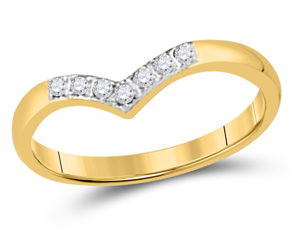 14kt Yellow Gold Womens Round Diamond Chevron Band Ring 1/12 Cttw