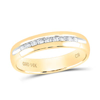 Load image into Gallery viewer, 14kt Yellow Gold Mens Round Diamond Single-row Channel-set Wedding Band Ring 1/4 Cttw
