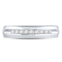 Load image into Gallery viewer, 14kt White Gold Mens Machine Set Round Diamond Wedding Channel Band Ring 1/4 Cttw
