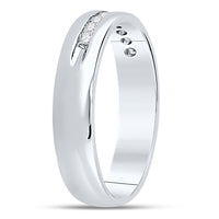 Load image into Gallery viewer, 14kt White Gold Mens Machine Set Round Diamond Wedding Channel Band Ring 1/4 Cttw

