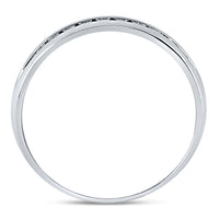 Load image into Gallery viewer, 14kt White Gold Mens Machine Set Round Diamond Wedding Channel Band Ring 1/4 Cttw
