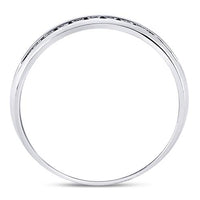 Load image into Gallery viewer, 14kt White Gold Mens Machine Set Round Diamond Wedding Channel Band Ring 1/4 Cttw
