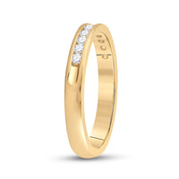 Load image into Gallery viewer, 14kt Yellow Gold Womens Machine Set Round Diamond Wedding Channel Band 1/4 Cttw

