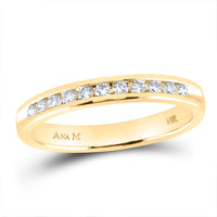 Load image into Gallery viewer, 14kt Yellow Gold Womens Machine Set Round Diamond Wedding Channel Band 1/4 Cttw
