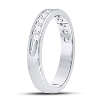 Load image into Gallery viewer, 14kt White Gold Womens Machine Set Round Diamond Wedding Channel Band 1/2 Cttw
