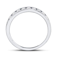 Load image into Gallery viewer, 14kt White Gold Womens Machine Set Round Diamond Wedding Channel Band 1/2 Cttw
