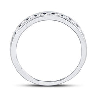 Load image into Gallery viewer, 14kt White Gold Womens Machine Set Round Diamond Wedding Channel Band 1/2 Cttw
