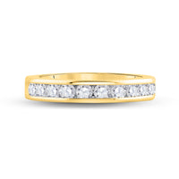 Load image into Gallery viewer, 14kt Yellow Gold Womens Round Diamond Channel-set 4mm Wedding Band 3/4 Cttw
