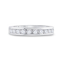 Load image into Gallery viewer, 14kt White Gold Womens Machine Set Round Diamond Wedding Channel Band 3/4 Cttw
