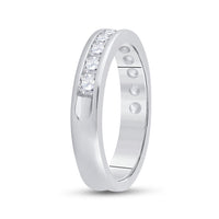Load image into Gallery viewer, 14kt White Gold Womens Machine Set Round Diamond Wedding Channel Band 3/4 Cttw
