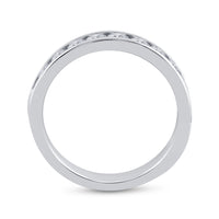Load image into Gallery viewer, 14kt White Gold Womens Machine Set Round Diamond Wedding Channel Band 3/4 Cttw

