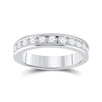 Load image into Gallery viewer, 14kt White Gold Womens Machine Set Round Diamond Wedding Channel Band 3/4 Cttw
