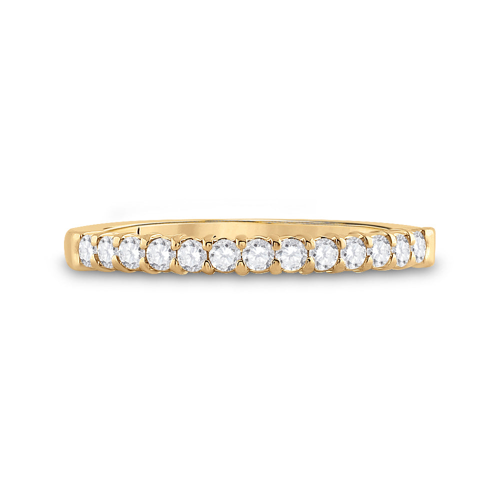 14kt Yellow Gold Womens Machine Set Round Diamond Wedding Band 1/4 Cttw