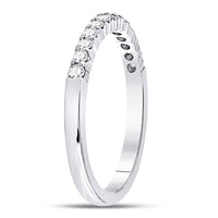 Load image into Gallery viewer, 14kt White Gold Womens Round Diamond Machine-set Wedding Band Ring 1/4 Cttw
