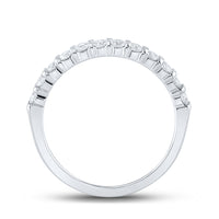 Load image into Gallery viewer, 14kt White Gold Womens Machine Set Round Diamond Single Row Wedding Band 1/2 Cttw
