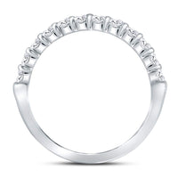 Load image into Gallery viewer, 14kt White Gold Womens Machine Set Round Diamond Single Row Wedding Band 1/2 Cttw
