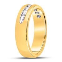 Load image into Gallery viewer, 14kt Yellow Gold Mens Machine Set Round Diamond Wedding Channel Band Ring 1/4 Cttw
