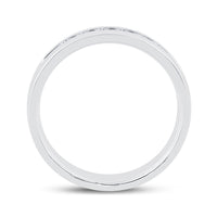 Load image into Gallery viewer, 14kt White Gold Mens Machine Set Round Diamond Wedding Channel Band Ring 1/2 Cttw
