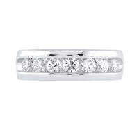 Load image into Gallery viewer, 14kt White Gold Mens Machine Set Round Diamond Wedding Channel Band Ring 1-1/2 Cttw
