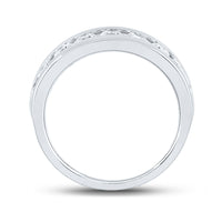 Load image into Gallery viewer, 14kt White Gold Mens Machine Set Round Diamond Wedding Channel Band Ring 1-1/2 Cttw
