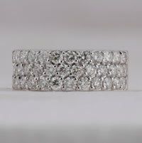 Load image into Gallery viewer, 14kt White Gold Womens Round Pave-set Diamond Triple Row Wedding Band 2.00 Cttw
