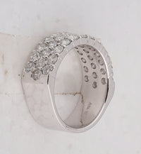 Load image into Gallery viewer, 14kt White Gold Womens Round Pave-set Diamond Triple Row Wedding Band 2.00 Cttw

