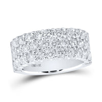 Load image into Gallery viewer, 14kt White Gold Womens Round Pave-set Diamond Triple Row Wedding Band 2.00 Cttw
