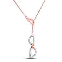 Load image into Gallery viewer, 14kt Rose Gold Womens Round Diamond Geometric Fashion Necklace 1/6 Cttw
