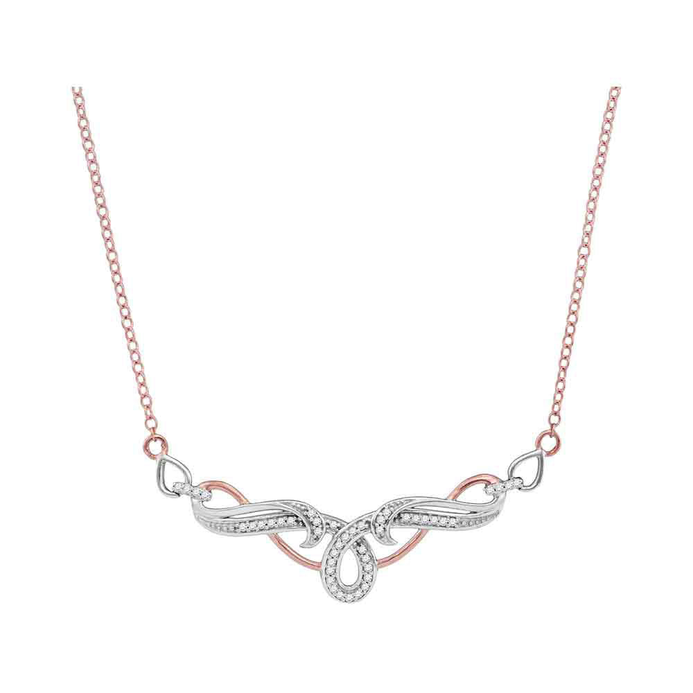 10kt Two-tone Gold Womens Round Diamond Flourished Curl Fashion Necklace 1/8 Cttw