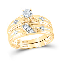 Load image into Gallery viewer, 10kt Yellow Gold His Hers Round Diamond Matching Wedding Set 1/5 Cttw
