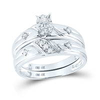 Load image into Gallery viewer, 10kt White Gold His Hers Round Diamond Matching Wedding Set 1/5 Cttw
