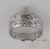 Load image into Gallery viewer, 10kt White Gold His Hers Round Diamond Matching Wedding Set 1/5 Cttw
