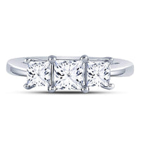 Load image into Gallery viewer, 14kt White Gold Womens Princess Diamond 3-stone Bridal Wedding Engagement Ring 1-1/2 Cttw (Certified)
