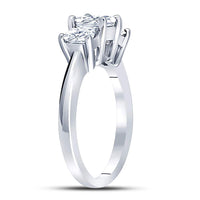 Load image into Gallery viewer, 14kt White Gold Womens Princess Diamond 3-stone Bridal Wedding Engagement Ring 1-1/2 Cttw (Certified)
