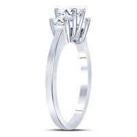 Load image into Gallery viewer, 14kt White Gold Womens Princess Diamond 3-stone Bridal Wedding Engagement Ring 1.00 Cttw
