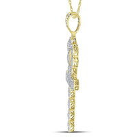 Load image into Gallery viewer, 14kt Yellow Gold Mens Round Diamond Ankh Cross Charm Pendant 2-3/4 Cttw
