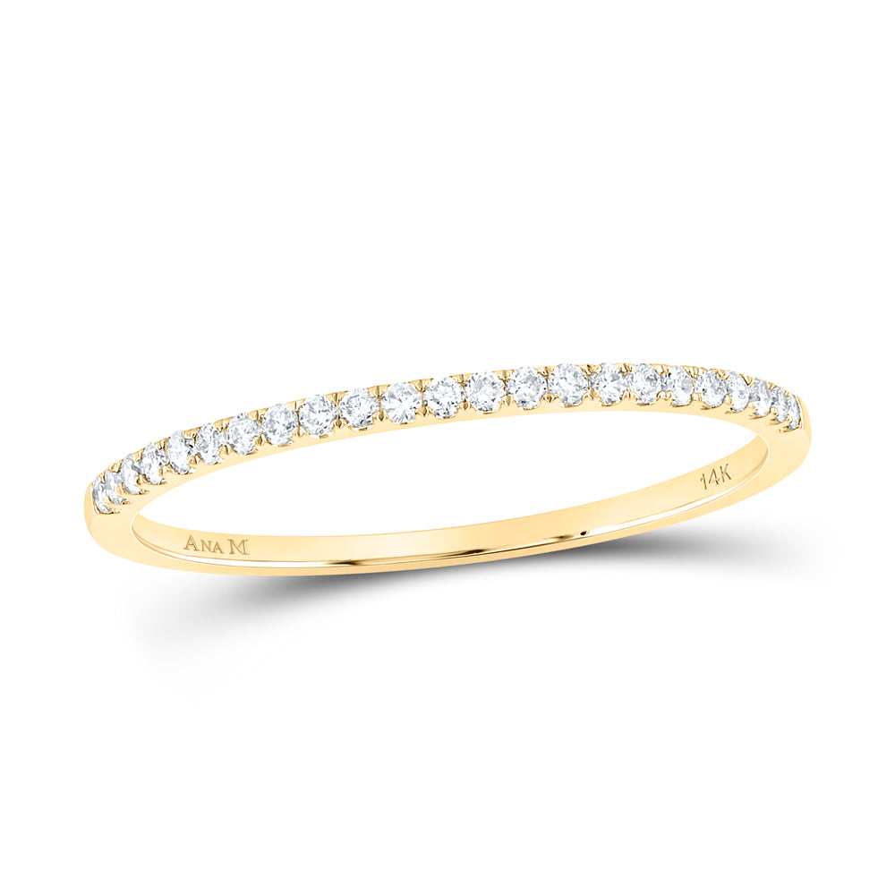 14kt Yellow Gold Womens Round Diamond Timeless Stackable Band Ring 1/8 Cttw