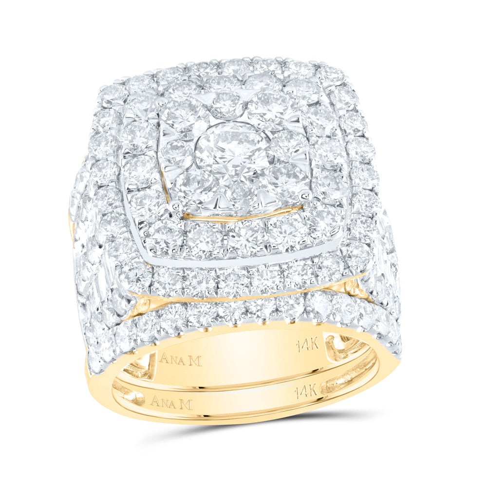 14kt Yellow Gold Womens Round Diamond Bridal Wedding Engagement Ring Band Set 6.00 Cttw