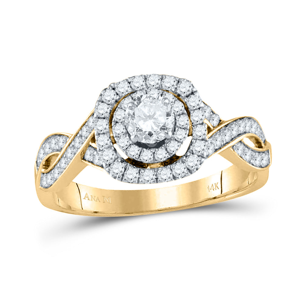 14kt Yellow Gold Womens Round Diamond Solitaire Bridal Wedding Engagement Ring 7/8 Cttw