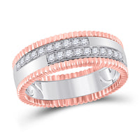 Load image into Gallery viewer, 14kt Two-tone Gold His Hers Round Diamond Solitaire Matching Bridal Wedding Ring Band Set 1-1/2 Cttw
