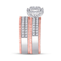 Load image into Gallery viewer, 14kt Two-tone Gold His Hers Round Diamond Solitaire Matching Bridal Wedding Ring Band Set 1-1/2 Cttw
