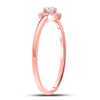 Load image into Gallery viewer, 10kt Rose Gold Womens Round Diamond Halo Solitaire Promise Bridal Ring 1/5 Cttw
