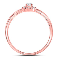 Load image into Gallery viewer, 10kt Rose Gold Womens Round Diamond Halo Solitaire Promise Bridal Ring 1/5 Cttw
