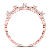 Load image into Gallery viewer, 10kt Rose Gold Womens Round Diamond Halo Stackable Band Ring 1/3 Cttw

