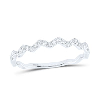 Load image into Gallery viewer, 10kt White Gold Womens Round Diamond Zigzag Stackable Band Ring 1/5 Cttw
