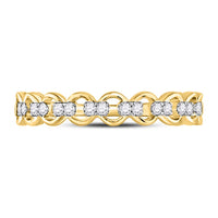 Load image into Gallery viewer, 10kt Yellow Gold Womens Round Diamond Link Stackable Band Ring 1/8 Cttw
