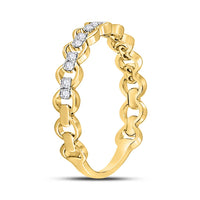 Load image into Gallery viewer, 10kt Yellow Gold Womens Round Diamond Link Stackable Band Ring 1/8 Cttw
