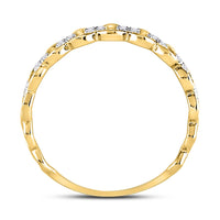 Load image into Gallery viewer, 10kt Yellow Gold Womens Round Diamond Link Stackable Band Ring 1/8 Cttw
