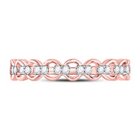 Load image into Gallery viewer, 10kt Rose Gold Womens Round Diamond Link Stackable Band Ring 1/8 Cttw

