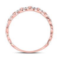 Load image into Gallery viewer, 10kt Rose Gold Womens Round Diamond Link Stackable Band Ring 1/8 Cttw
